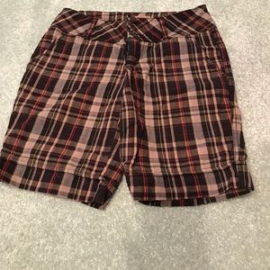 NOBO Brown plaid faux cuff Bermuda Shorts size 1